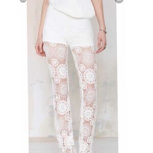 RAGA Lovely Floral Lace White Flare Pants.Size M